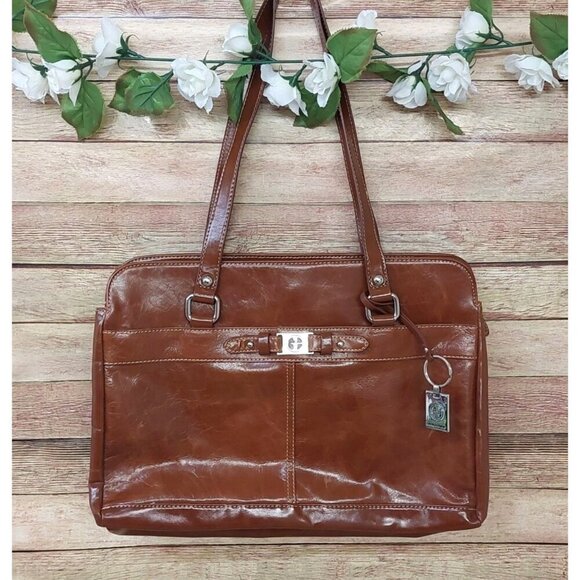 Giani Bernini Large Purse Tote Laptop Shoulder Bag Purse In Glazed Vegan Leather - Picture 1 of 9
